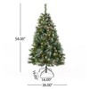 TopComfy Christmas Tree Stand Glitter Bristle Mixed Hinged Tree with Red Berries and Pine Cones for Holiday Decor, Green, 36"*36"*54" - 3 of 4