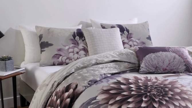 Bebejan Bloom Purple 100% Cotton 5-Piece Reversible Comforter Set, 2 of 11, play video