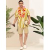 Lars Amadeus Men's Stripe Short Sleeved Color Block Button Down Beach Shirt - 3 of 4