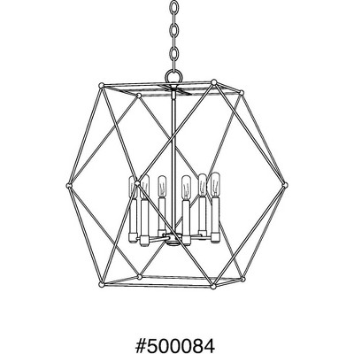 Matte Black Geometric 6-Light Pendant Chandelier