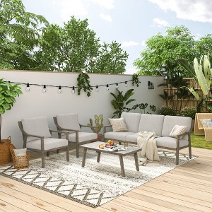 HAPPATIO 4-Piece Outdoor Patio Furniture Set , Aluminum Outdoor Conversation Set Perfect for Porch, Deck, Garden - 1 of 4