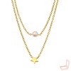 Gold Titanium Steel Star & Pearl Modern Women's Necklace - 3 of 4