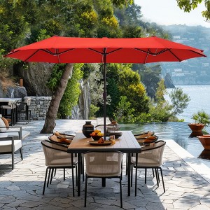 Captiva Designs 13ft Double-Sided Patio Umbrella, Large Rectangle Outdoor Market Umbrella - 1 of 4