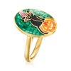 Ross-Simons Multi-Gemstone Halloween Cat and Pumpkin Mosaic Ring in 18kt Gold Over Sterling - 3 of 4