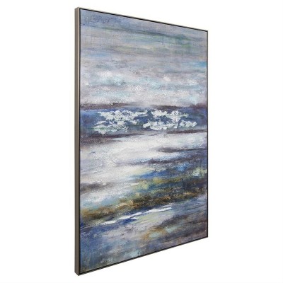 Large Blue and Gray Abstract Landscape Canvas Painting