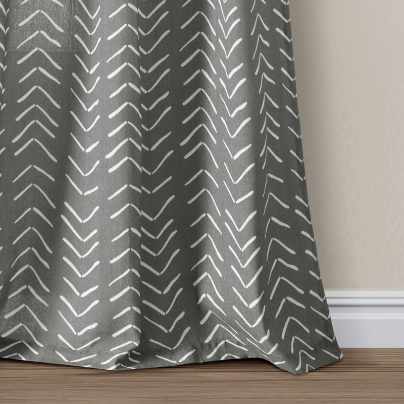 Hygge Modern Arrow Linen Look Window Curtain Panels Dark Gray 40X84 Set, 4 of 7
