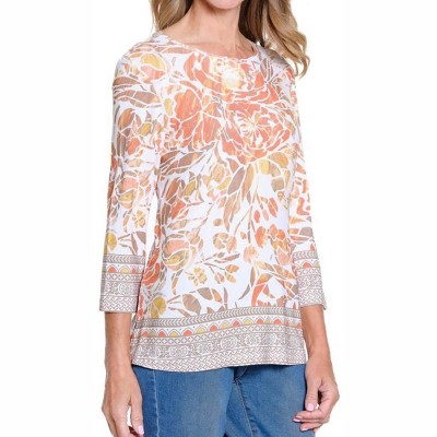 Women's 3/4 Sleeve Scoop Embellished Knit Top - Multiples