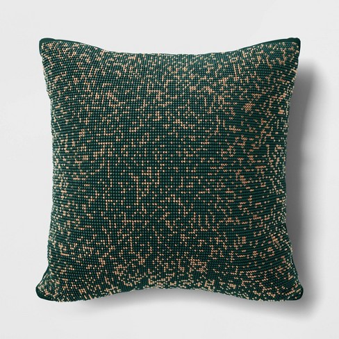 Set/2 Gorgeous Beaded Square Decorative Small Throw Pillows Green & Grey  Beads