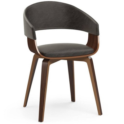Distressed Brown Faux Leather Upholstered Bentwood Dining Chair