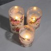 LumaBase Battery-Operated Glass Hurricanes with Floral Design - Set of 3 - 4 of 4