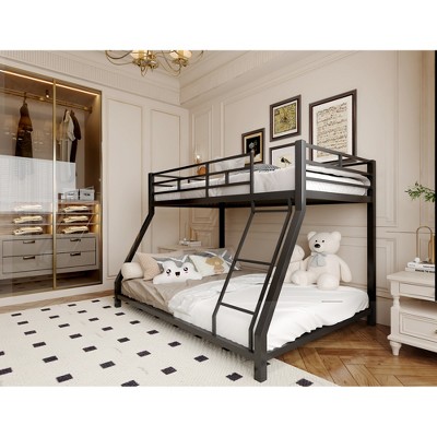 Twin Size Bunk Bed with Safety Guardrail and Ladder
