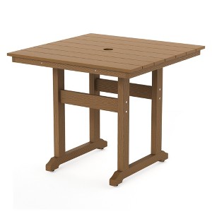 Square Outdoor Dining Tables for 4, HDPS Weather Resistant Patio Dining Table, 35" Outdoor Tables with 1.96" Umbrella Hole - 1 of 4
