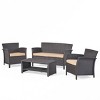 4 Piece Patio Conversation Set with Loveseat 2 Chairs and Coffee Table Outdoor Seating for Garden Deck or Backyard Lounge-Maison Boucle - 3 of 4