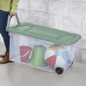 Pack of 2 Extra Large Storage Bin, 40 Gallon Wheeled Plastic Storage Container with Handle - 1 of 4