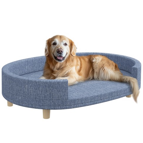 Pawhut Dog Couch Pet Sofa Bed For Large Dogs Elevated Dog Sofa With Removable Top Washable Cover Blue Target