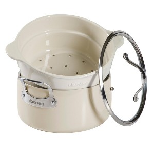 Bloomhouse 6-Quart Aluminum Enamel Dutch Oven w/ Non-Stick Non-Toxic Ceramic Interior and Ceramic Steamer Insert - 1 of 4