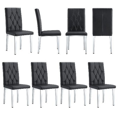 CAVINAS Velvet Armless Chairs, Dining Chairs with Metal Legs, Grid and Buckle Design for Kitchen, Conference Room, Living Room