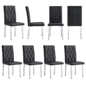 CAVINAS Velvet Armless Chairs, Dining Chairs with Metal Legs, Grid and Buckle Design for Kitchen, Conference Room, Living Room - 1 of 4