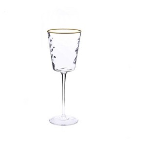Classic Touch Set of 6 Pebble Glass Wine Glasses with Gold Rim - 1 of 3