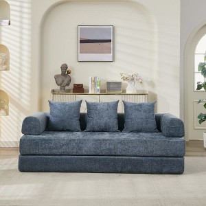 TIRAMISUBEST Convertible Floor Sofa Bed - Chenille Folding Mattress Couch w/Armrest for Living Room, Bedroom & Studio - 1 of 4