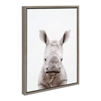 18" x 24" Sylvie Animal Studio Baby Rhino Framed Canvas by Amy Peterson Gray - Kate & Laurel All Things Decor