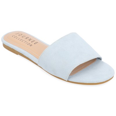 Journee Collection Womens Medium and Wide Width Kolinna Slip On Slide Flat Sandals