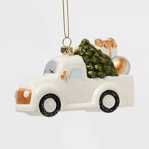 Vintage Truck with Tree and Gifts Christmas Tree Ornament White - Wondershop&#8482;, 1 of 4