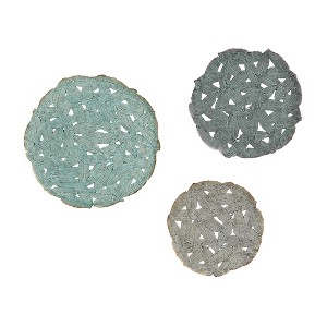 Gulches Textured Feather 3-piece Metal Disc Wall Decor Set - 1 of 4