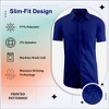 Galaxy By Harvic Men's Slim Fit  Short Sleeve Stretch Printed Dress Shirts - 3 of 4