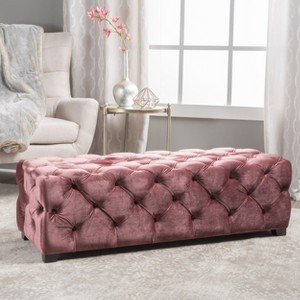 GDFStudio Raphael Modern Glam Velvet Button Tufted Upholstered Ottoman - 1 of 4