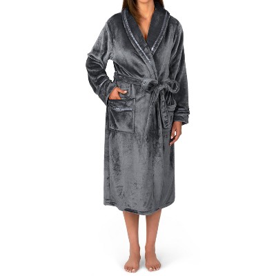 PAVILIA Fleece Robe For Women, Plush Warm Bathrobe, Fluffy Soft Spa Long Lightweight Fuzzy Cozy, Satin Trim
