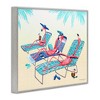 Stupell Industries Pink Flamingos Lounging Beach Chairs Tropical Scene Black Framed Giclee Art - 3 of 4