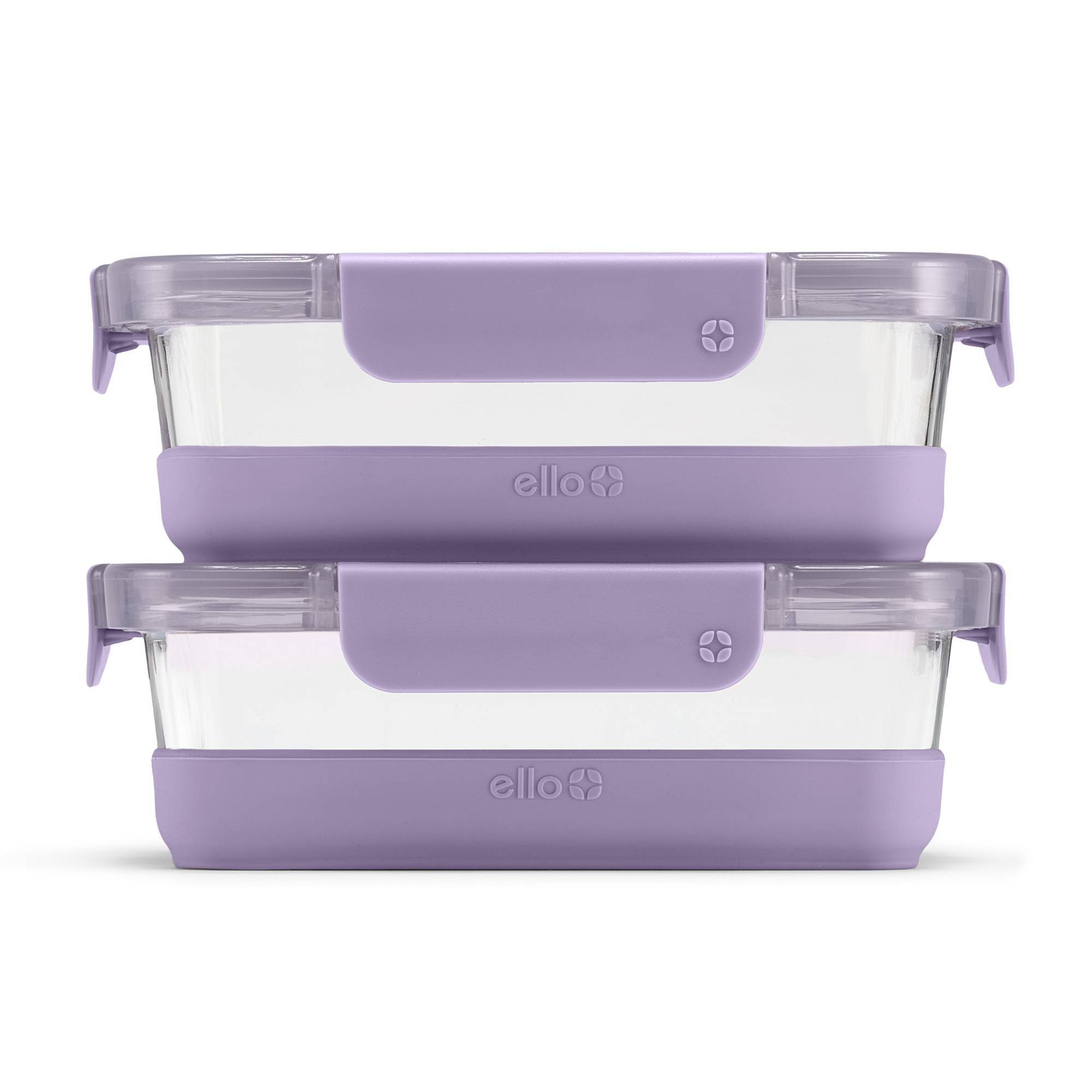 Ello 4pc 3.4c Glass Refresh Food Storage Container Set purple: Microwave & Oven Safe, Dishwasher Safe, Lifetime Warranty