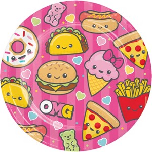 24ct Food Love Paper Plates Pink