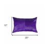 HomeRoots Hand Stitched Purple Natural Cowhide Decorative Lumbar Pillow - 3 of 4