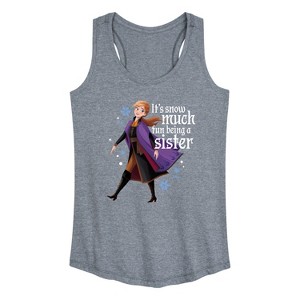 Women's - Frozen 2 - Snow Much Fun Being A Sister Anna Christmas Graphic Racerback Tank - 1 of 4