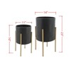 VisioGear 2PCS Round Planter with Metal Stand, Plant Pots for Hall, Living Room, Black, 14"*14"*23" - 3 of 4