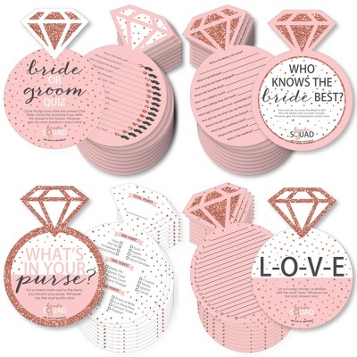 Big Dot of Happiness Bride Squad - 4 Rose Gold Bridal Shower or Bachelorette Party Games - 10 Cards Each - Gamerific Bundle