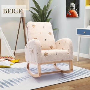 Hrinhom 26.8"W Nursery Rocking Chair,Accent Rocker Armchair With Side Pocket - 1 of 4