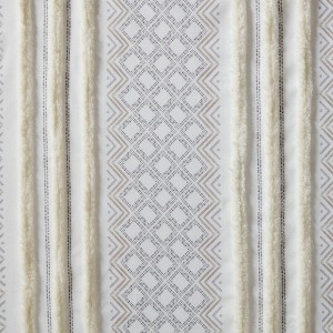 Wikineon 2pk Poly Printed Curtain Panel with Tufted Stripe White/Taupe 2-PK 50x95 - 1 of 4