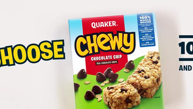 Quaker Chewy Peanut Butter Chocolate Chip Granola Bars - 15.2oz/18ct, 2 of 10, play video