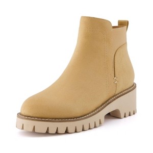 CUSHIONAIRE Parade Pull-On Womens Boots, Lightweight Lug Sole Chelsea Style Ankle Boots for Women with Detailed Stitching - 1 of 4