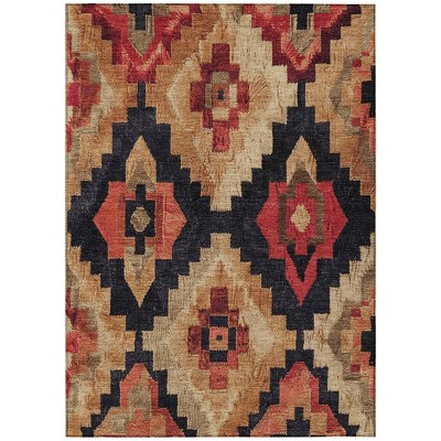 HomeRoots 9' X 12' Rust And Charcoal Aztec Washable Indoor Outdoor Area Rug