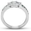 Pompeii3 1/2 Ct Blue & White Diamond Three Stone Engagement Anniversary Ring White Gold - 3 of 4