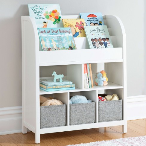 Costway Kids Toy Storage Organizer W/ 2-tier Bookshelf & Plastic Bins :  Target