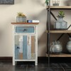 LuxenHome Rustic Multi-Color 1-Drawer 1-Door End Table with Storage. Multicolored - 2 of 4