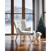 FurnitureR Upholstered Tufted Wingback Chair, Fabric Living Room Leisure Chair Comfortable Stylish with Solid Wood Legs, Beige - 3 of 4