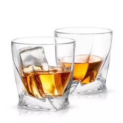 JoyJolt Atlas Crystal Whiskey Glasses - Set of 2 Old Fashioned Whiskey Glass Crystal Glass - 10.8 oz