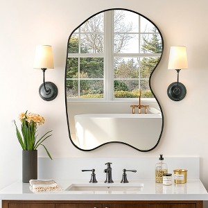 Beautyolve Irregular Gold Aluminum Alloy Framed Asymmetrical Wall Mirror with Functional Charm - 1 of 4