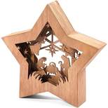 Bright Creations Christmas Nativity Set, Rustic Wooden Star Shaped Bible Scene (10.5 x 2 x 10 in)